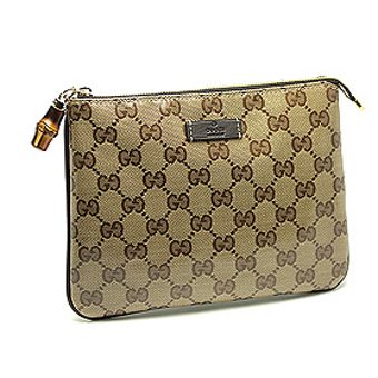 グッチ GUCCI バッグ コピー ポーチ 224096 FT0FG 9643 BUSTINE BAMBOO LARGE GGクリスタル キャンバス ラージ ベージュ/ブラウン